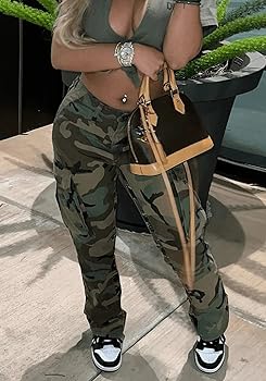 Amazon.com: Women's Camo Cargo Pants High Waist Camouflage